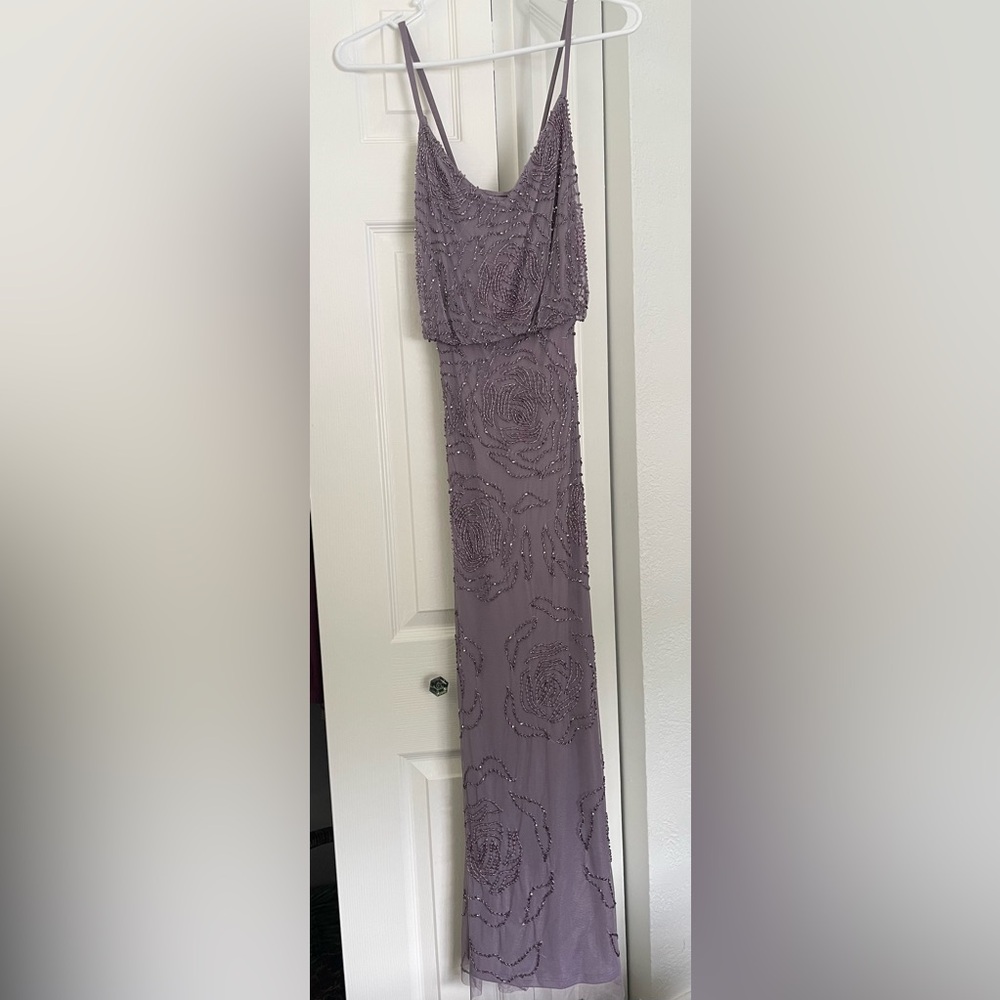 Adrianna Papell Lilac Beaded Evening Gown